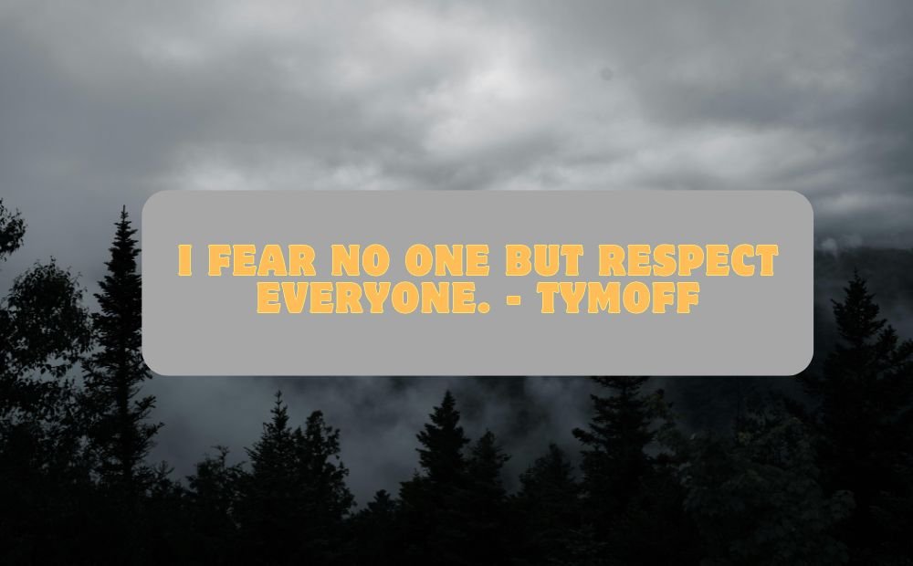 I fear no one but respect everyone. - tymoff